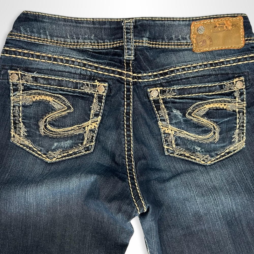 Y2K Silver Jeans Co. Suki  17" Jeans, Bootcut Contrast Stitching, 28/33,